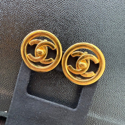 Vintage Chanel Coco Turn-lock Clip-on Earrings P GT
