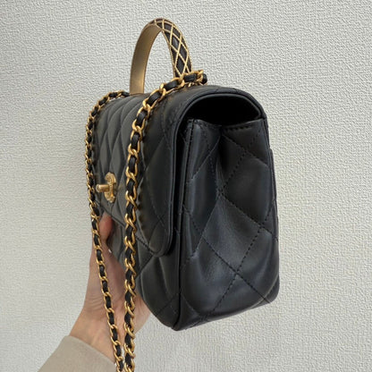 Chanel Calfskin Top Handle way Bag GT Black Leather