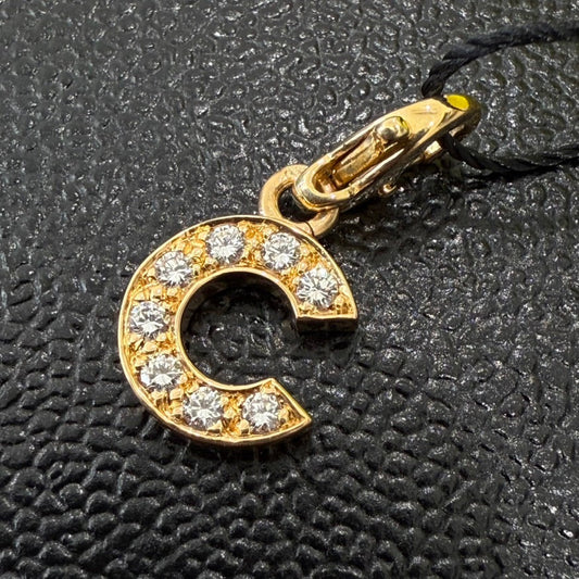 Preloved Chanel K18YG Diamond C Charm Gold Pendant