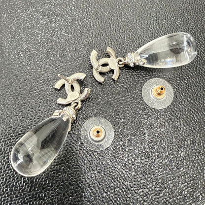 Chanel Coco Rhinestone Dangling Post Earrings AS GT Clear Earrings