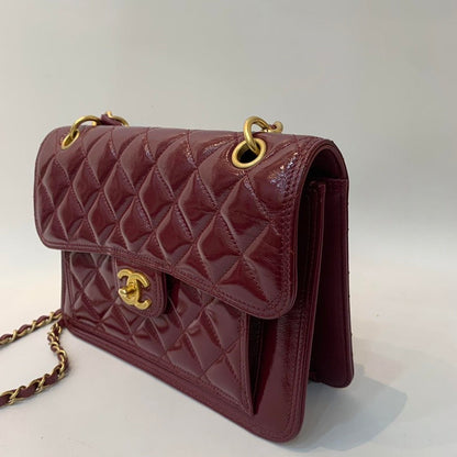 Chanel Classic Burgundy Waxy Flap Crossbody Bag