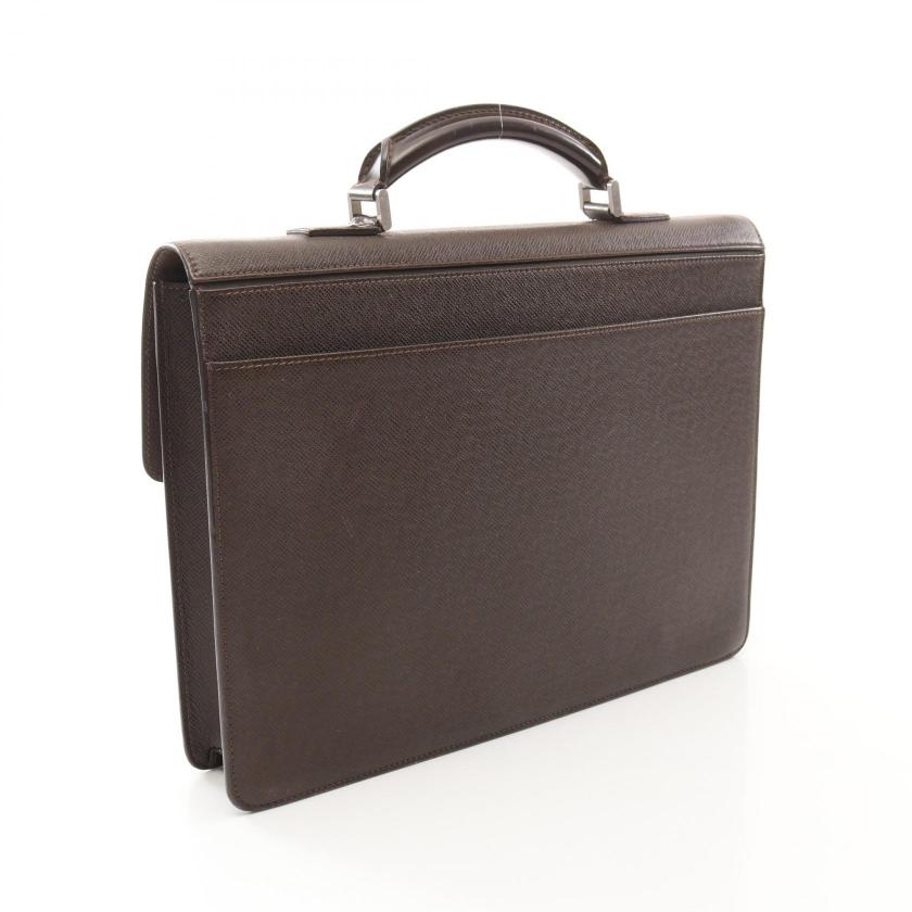 LOUIS VUITTON Laguito Taiga Dark Brown Leather Briefcase Business Bag