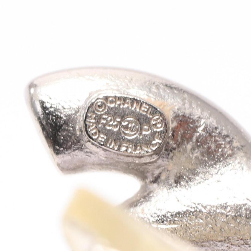 CHANEL Coco Mark Rhinestone Earrings Silver Clear  Condition A