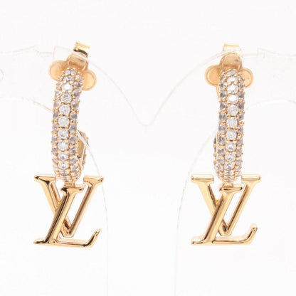 LOUIS VUITTON LV Iconic Hoop Earrings GP Rhinestone Gold Clear 978634