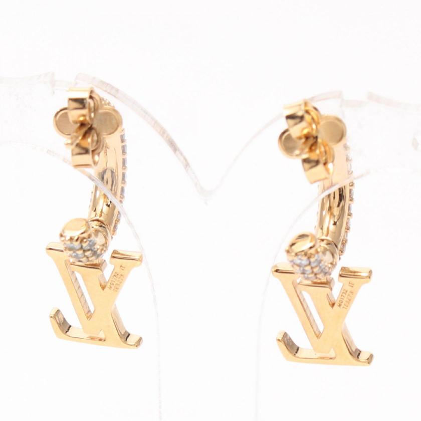 LOUIS VUITTON LV Iconic Hoop Earrings GP Rhinestone Gold Clear 978634