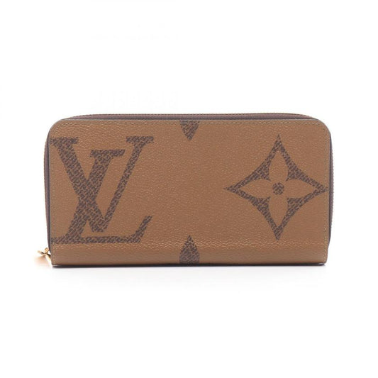 LOUIS VUITTON Zippy Wallet Monogram Giant Reverse Round Zipper Long Wallet Light Brown PVC Leather