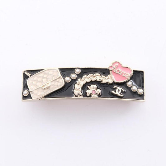 CHANEL Coco Mark Matelasse Barretta Black Multicolor Brooch