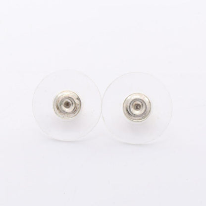 CHANEL Coco Mark Ribbon Earrings Silver Gold Clear Rhinestone GP