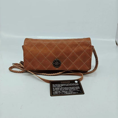 Chanel Vintage Classic Flap Crossbody Brown Leather Bag
