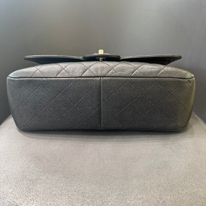 Chanel Jumbo Black Silver Double Flap Shoulder Bag