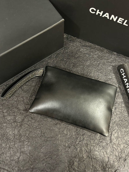Chanel Black & Silver Checkerboard Diamond-Accented Top Handle Bag