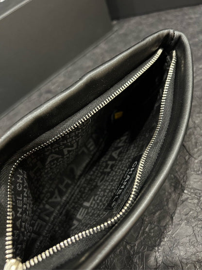 Chanel Black & Silver Checkerboard Diamond-Accented Top Handle Bag