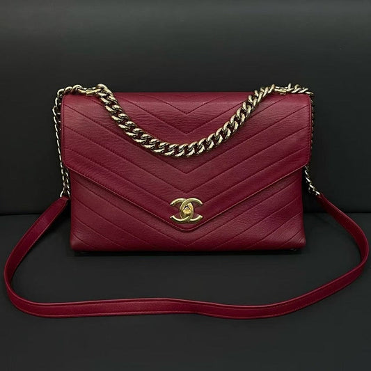 Chanel Preloved Bag HY Burgundy Leather Shoulder Bag