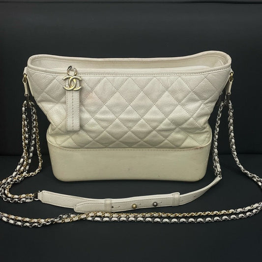 Chanel Quilted Hy Leather Shoulder Bag in White - Preloved Luxury