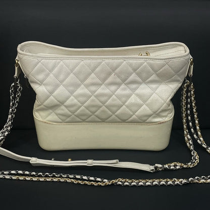 Chanel Quilted Hy Leather Shoulder Bag in White - Luxury