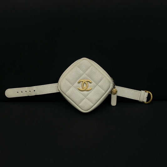 Chanel Quilted Cream Belt Bag - Preloved Chanel Bag HY