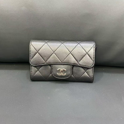 Chanel Black Quilted Leather Wallet on Chain Bag