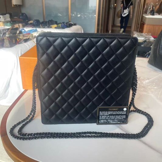 Chanel HY Quilted Crossbody Bag in Black Leather