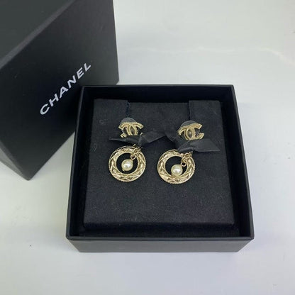Chanel HY Drop Earrings Gold Pearl