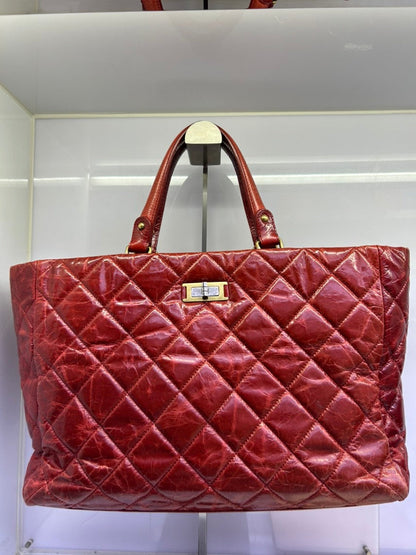 Chanel Preloved Bag HY Quilted Leather Red Large Tote