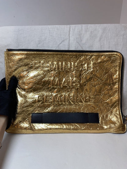 Chanel Gold Leather Pouch
