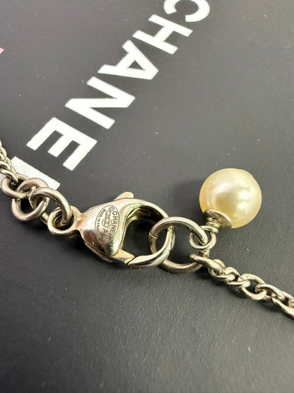Preloved Chanel Coco Rhinestone Necklace Silver Pendant