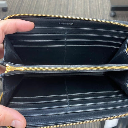 Balenciaga Long Wallet A7326 Black Leather Wallet