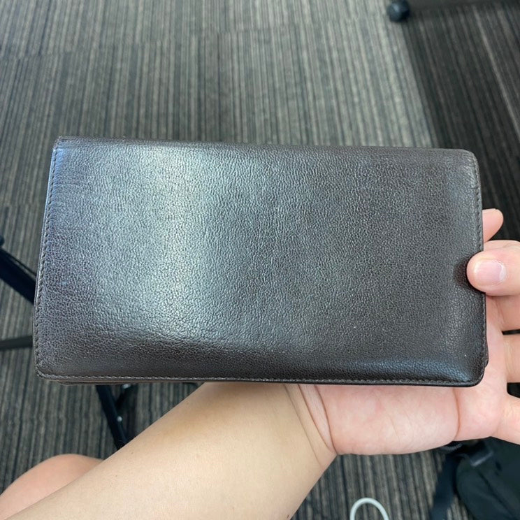 Chanel Long Wallet Brown Leather A
