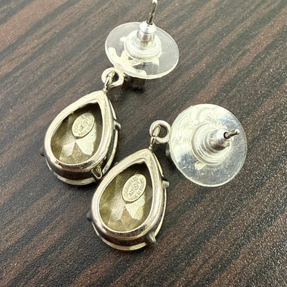 Chanel Coco Rhinestone Post Earrings AV FM Silver Earrings