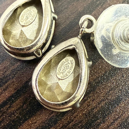 Chanel Coco Rhinestone Post Earrings AV FM Silver Earrings