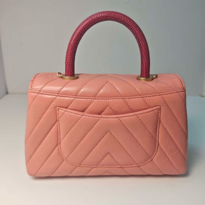 Chanel Coco Handle Pink Lizard Handle Small Bag