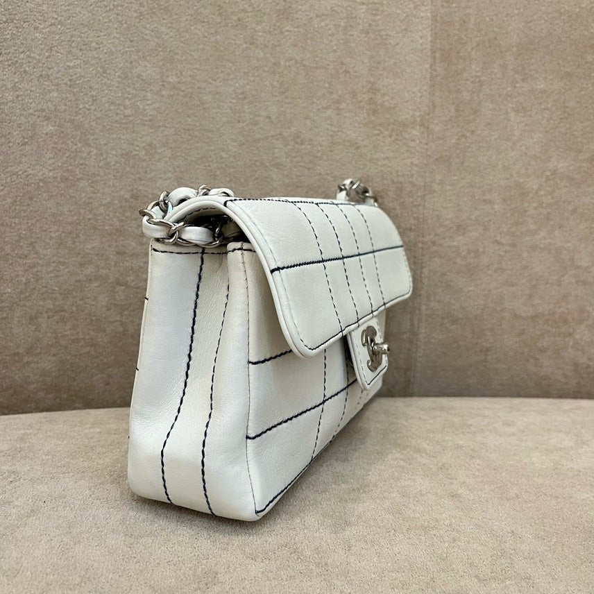 Chanel White Grid Leather Crossbody Bag