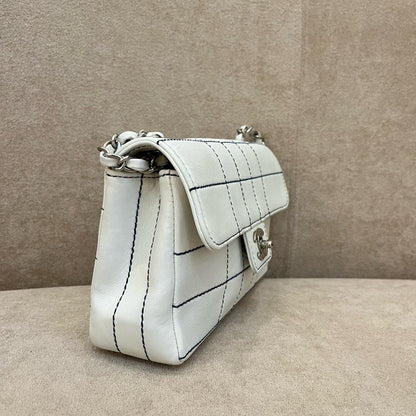 Chanel White Grid Leather Crossbody Bag