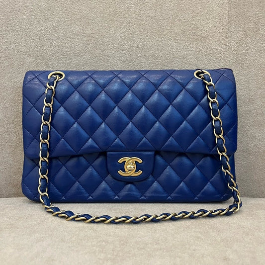 Preloved Chanel Classic Flap Bag in Blue Leather - Shoulder Bag