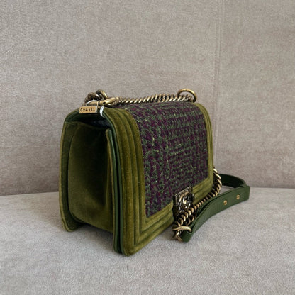 Chanel Le Boy Hmm Green Tweed Crossbody Bag