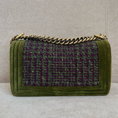 Chanel Le Boy Hmm Green Tweed Crossbody Bag