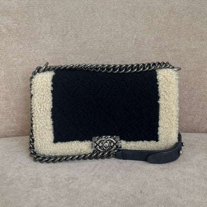 Chanel Shearling Crossbody Bag in Black