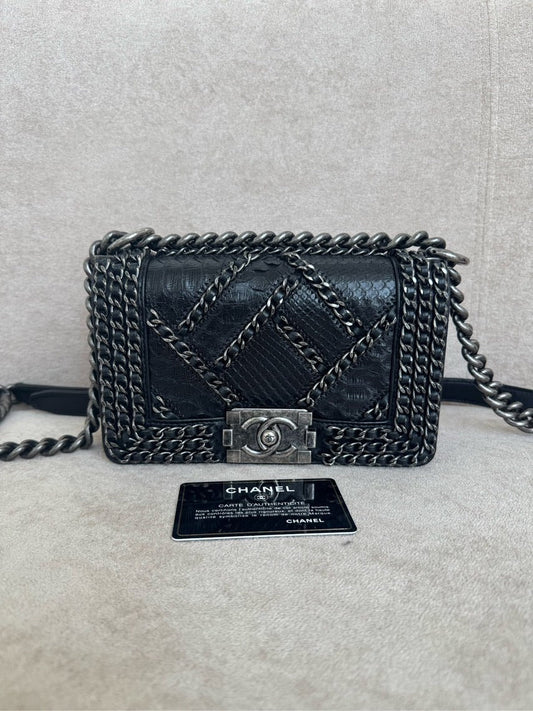 Chanel Preloved Leboy Vintage Black Leather Crossbody Bag