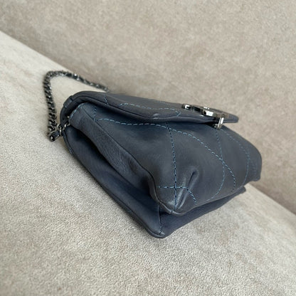 Chanel Quilted Shoulder Bag in Gray Leather