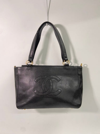 CHANEL Black Caviar Leather Shoulder Bag