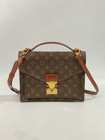 LOUIS VUITTON Monogram Monsour28 Brown Leather Satchel Bag