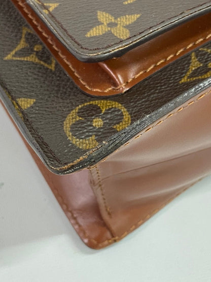 LOUIS VUITTON Monogram Monsour28 Brown Leather Satchel Bag