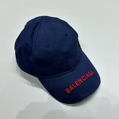 Balenciaga Classic Navy Hat Red Logo