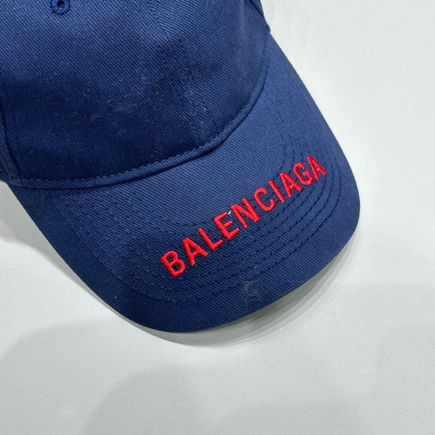 Balenciaga Classic Navy Hat Red Logo