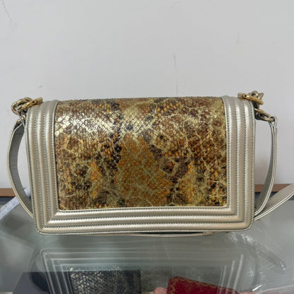 Chanel Le Boy Python Medium Gold Shoulder Bag