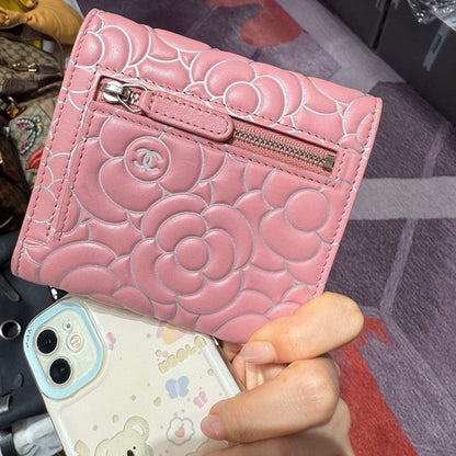 Chanel Camellia Wallet Pink Leather