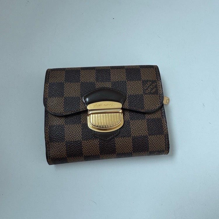 lv damier brown short wallet