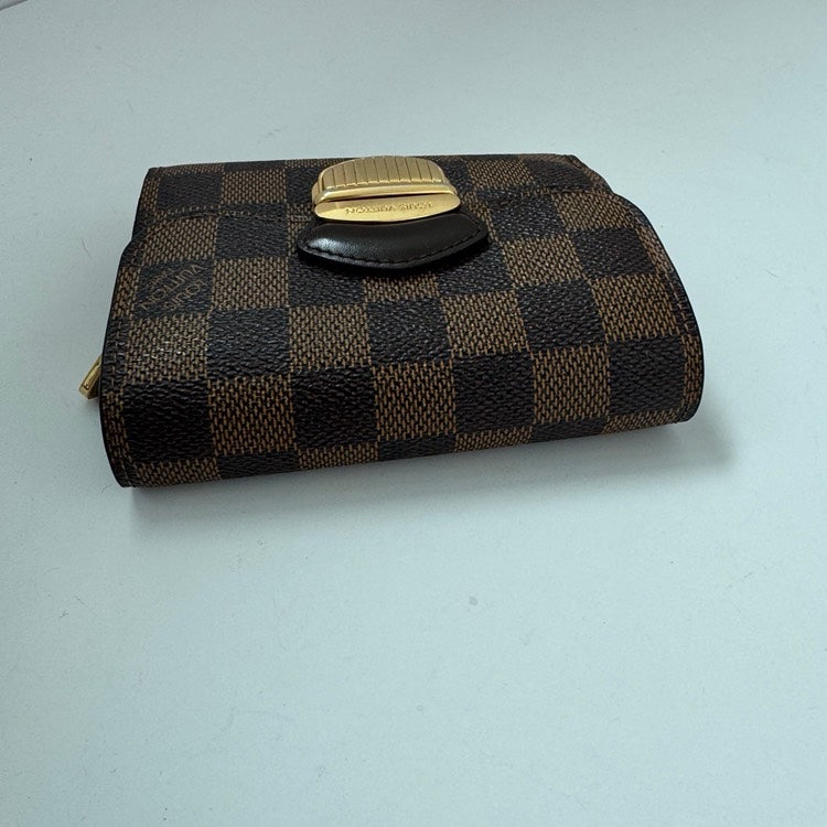 lv damier brown short wallet