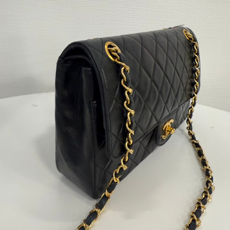 Vintage Chanel Lambskin Double Flap Bag Medium FM