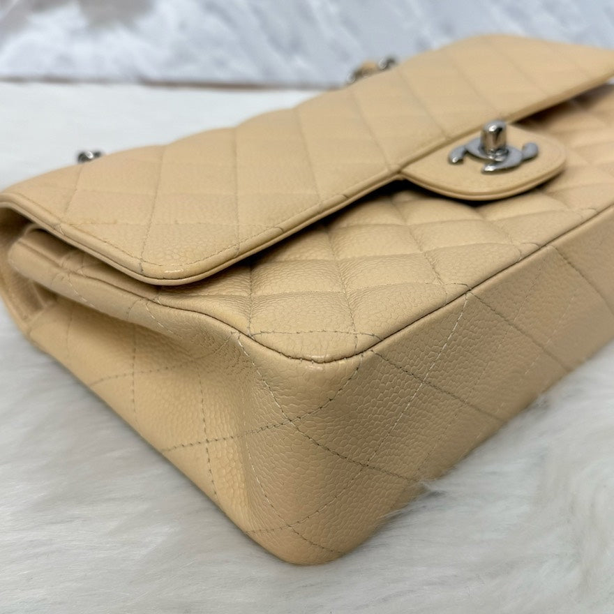 Preloved Chanel Classic Flap Bag Beige Leather Shoulder Bag